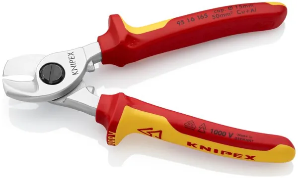 Knipex-kaapelileikkuri kromattu, VDE-hyväksytty 165 mm